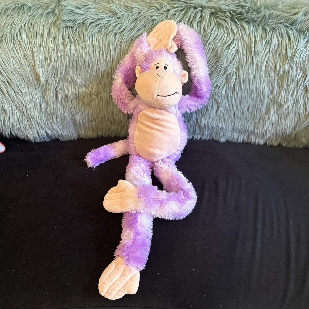 Animal Alley Purple Monkey Plush Long Arms 25" Soft Fuzzy Stuffed Animal Vintage